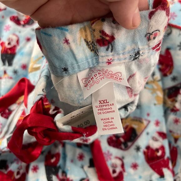 Target Wondershop Women's Light Blue Santa Notch Collar Button up Coat Style Paj - Picture 10 of 14